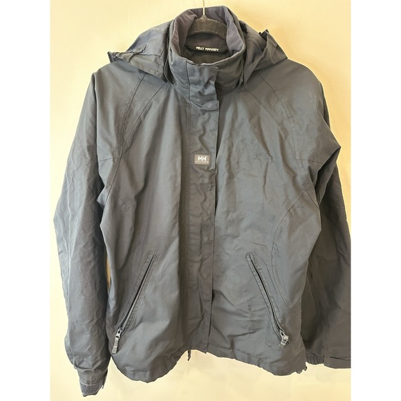 Helly Hansen Tech Navy Rain Snow Jacket Women's Size M Hooded Waterproof - Picture 1 of 6